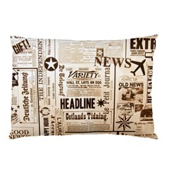 Vintage Newspapers Headline Typography Pillow Case by yoursparklingshop