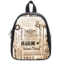 Vintage Newspapers Headline Typography School Bag (small) by yoursparklingshop