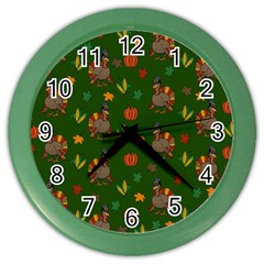 Thanksgiving Turkey  Color Wall Clocks by Valentinaart