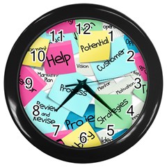 Stickies Post It List Business Wall Clocks (black) by Celenk