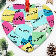 Stickies Post It List Business Heart Ornament (two Sides) by Celenk