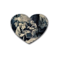 The Birth Of Christ Heart Coaster (4 Pack)  by Valentinaart