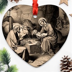 The Birth Of Christ Heart Ornament (two Sides) by Valentinaart