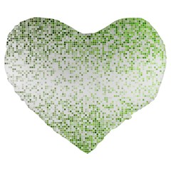 Green Square Background Color Mosaic Large 19  Premium Flano Heart Shape Cushions by Celenk