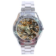 Texture Textile Beads Beading Stainless Steel Analogue Watch by Celenk