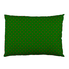 Mini Red Dots On Christmas Green Pillow Case (two Sides) by PodArtist