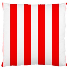 Wide Red And White Christmas Cabana Stripes Large Cushion Case (one Side) by PodArtist