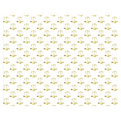 Gold Scales Of Justice On White Repeat Pattern All Over Print Double Sided Flano Blanket (medium)  by PodArtist