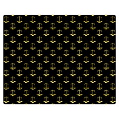 Gold Scales Of Justice On Black Repeat Pattern All Over Print  Double Sided Flano Blanket (medium)  by PodArtist