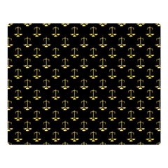 Gold Scales Of Justice On Black Repeat Pattern All Over Print  Double Sided Flano Blanket (large)  by PodArtist