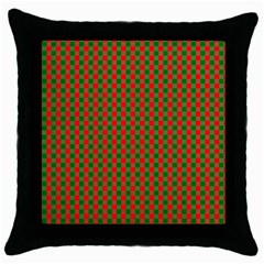 Large Red And Green Christmas Gingham Check Tartan Plaid Throw Pillow Case (black) by PodArtist