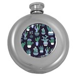 Cactus Pattern Round Hip Flask (5 oz) Front