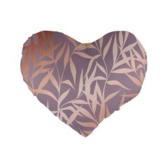 Rose Gold, Asian,leaf,pattern,bamboo Trees, Beauty, Pink,metallic,feminine,elegant,chic,modern,wedding Standard 16  Premium Heart Shape Cushions by NouveauDesign