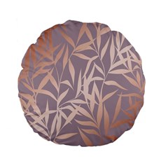 Rose Gold, Asian,leaf,pattern,bamboo Trees, Beauty, Pink,metallic,feminine,elegant,chic,modern,wedding Standard 15  Premium Flano Round Cushions by NouveauDesign