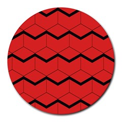 Red Box Pattern Round Mousepads by berwies