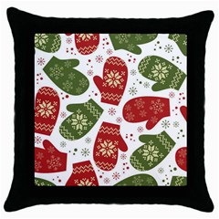 Winter Snow Mittens Throw Pillow Case (black) by allthingseveryone