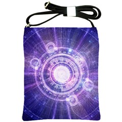 Blue Fractal Alchemy Hud For Bending Hyperspace Shoulder Sling Bags by jayaprime