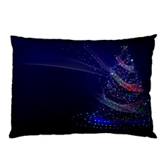 Christmas Tree Blue Stars Starry Night Lights Festive Elegant Pillow Case (two Sides) by yoursparklingshop