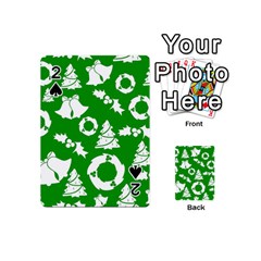 Green White Backdrop Background Card Christmas Playing Cards 54 (mini)  by Celenk