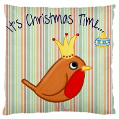 Bird Christmas Card Blue Modern Large Flano Cushion Case (two Sides) by Celenk