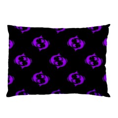 Purple Pisces On Black Background Pillow Case by allthingseveryone