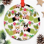 Hula Corgis Fabric Ornament (Round) Front