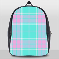 Blue And Pink Pastel Plaid School Bag (large) by allthingseveryone