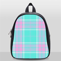 Blue And Pink Pastel Plaid School Bag (small) by allthingseveryone