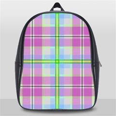 Pink And Blue Plaid School Bag (large) by allthingseveryone