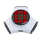 Red Tartan Plaid 3-Port USB Hub Front