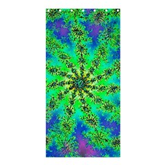 Green Psychedelic Starburst Fractal Shower Curtain 36  X 72  (stall)  by allthingseveryone