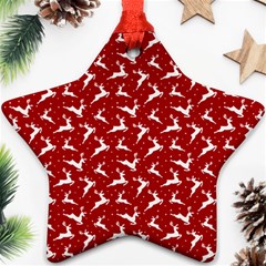 Red Reindeers Star Ornament (two Sides) by patternstudio