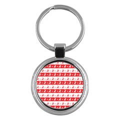 Knitted Red White Reindeers Key Chains (round)  by patternstudio