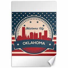 Oklahoma City Retro Skyline Canvas 12  X 18   by Bigfootshirtshop