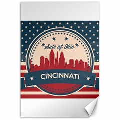 Retro Cincinnati Ohio Skyline Canvas 12  X 18   by Bigfootshirtshop