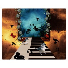 Music, Piano With Birds And Butterflies Double Sided Flano Blanket (medium)  by FantasyWorld7