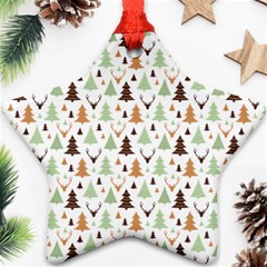 Reindeer Christmas Tree Jungle Art Ornament (star) by patternstudio