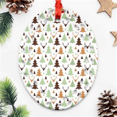 Reindeer Christmas Tree Jungle Art Oval Filigree Ornament (two Sides) by patternstudio