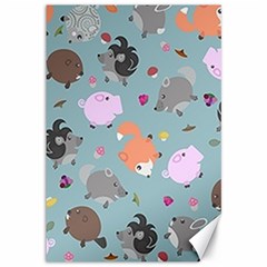 Little Round Animal Friends Canvas 12  X 18   by Bigfootshirtshop