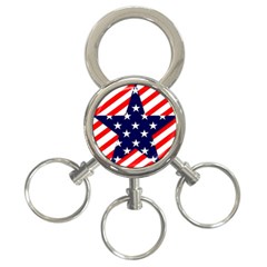 Patriotic Usa Stars Stripes Red 3-ring Key Chains by Celenk