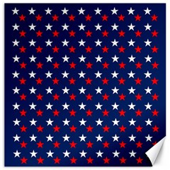 Patriotic Red White Blue Stars Blue Background Canvas 12  X 12   by Celenk