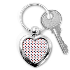 Patriotic Red White Blue Stars Usa Key Chains (heart)  by Celenk