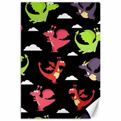 Cute Flying Dragons Canvas 12  X 18   by Bigfootshirtshop