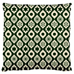 Green Ornate Christmas Pattern Large Flano Cushion Case (two Sides) by patternstudio