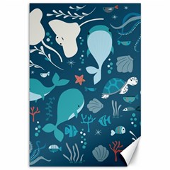 Cool Sea Life Pattern Canvas 12  X 18   by Bigfootshirtshop