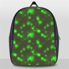 Neon Green Bubble Hearts School Bag (large) by PodArtist