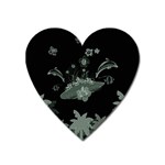 Surfboard With Dolphin, Flowers, Palm And Turtle Heart Magnet Front