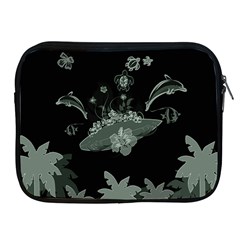 Surfboard With Dolphin, Flowers, Palm And Turtle Apple Ipad 2/3/4 Zipper Cases by FantasyWorld7