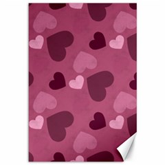 Mauve Valentine Heart Pattern Canvas 12  X 18   by Bigfootshirtshop