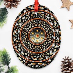 Dark Metal And Jewels Oval Filigree Ornament (two Sides) by linceazul